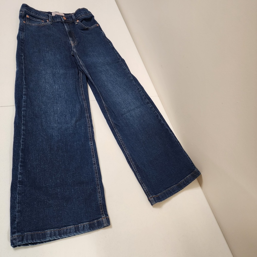Gap High Rise Stride Sz 28 6 Short Wide Leg Dark Denim Jeans